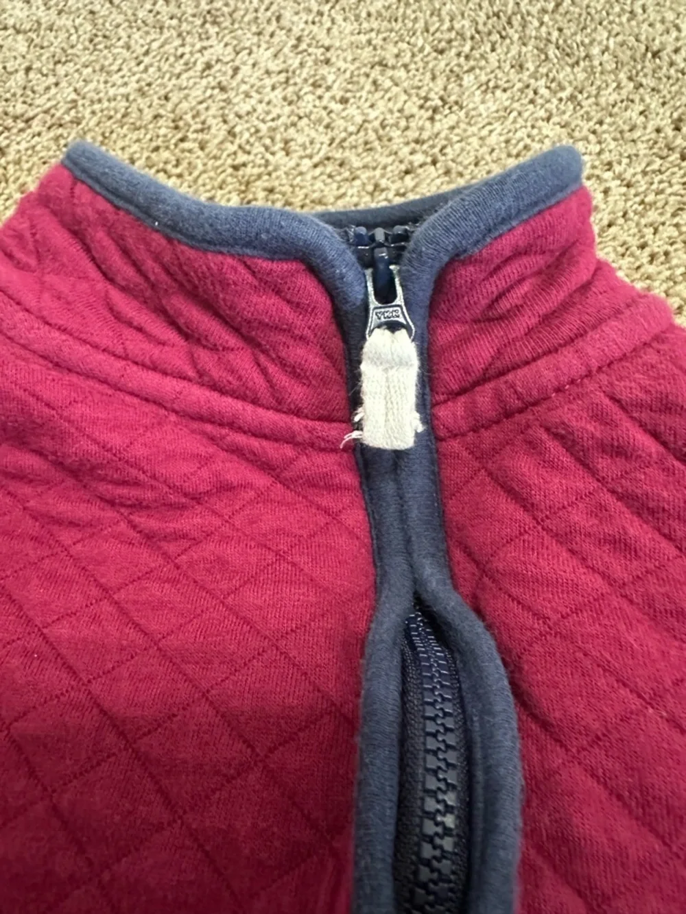 Carter's Quilted Burgundy Vest with Navy Trim